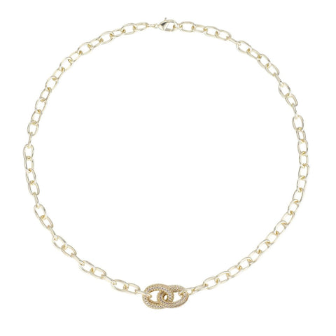 14k Gold Plated CZ Links Necklace