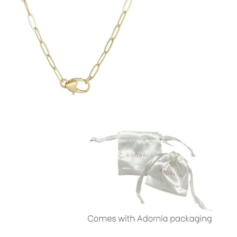 14k Gold Plated Heart Lock Paperclip Chain Necklace