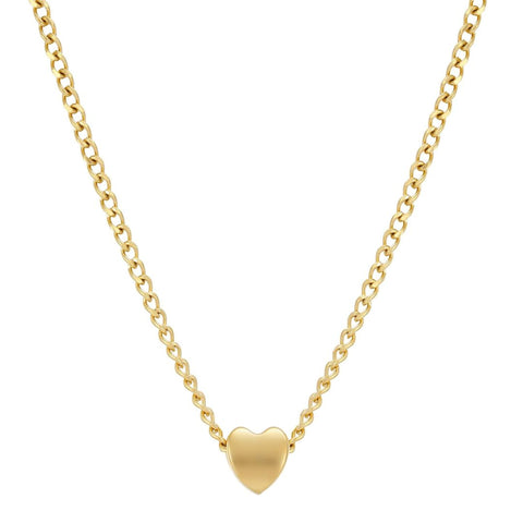 Tarnish Resistant 18k Gold Plated Sliding Heart Curb Chain Necklace
