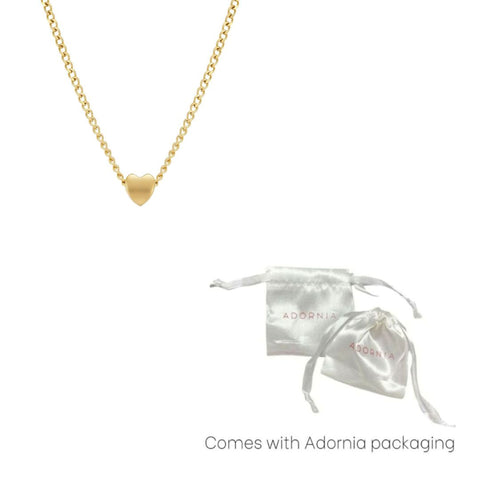 Tarnish Resistant 18k Gold Plated Sliding Heart Curb Chain Necklace
