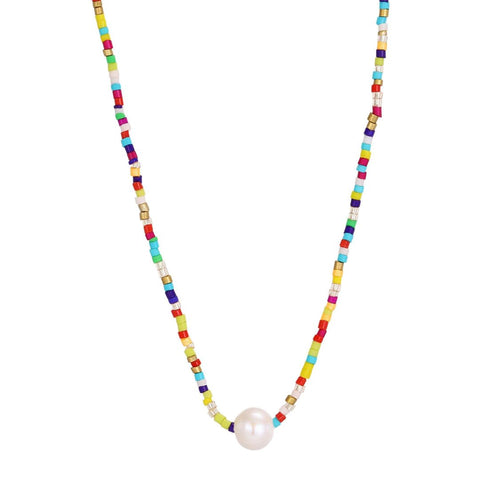 Freshwater Pearl Color Bead Necklace