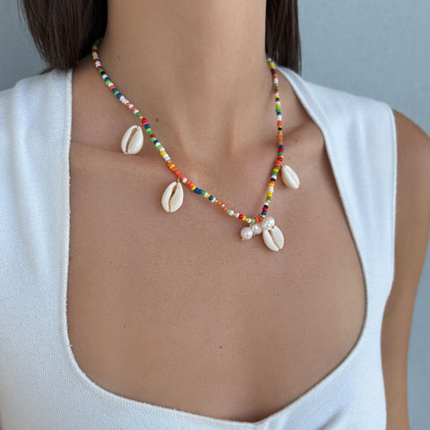 Freshwater Pearl Color Bead Shell Necklace