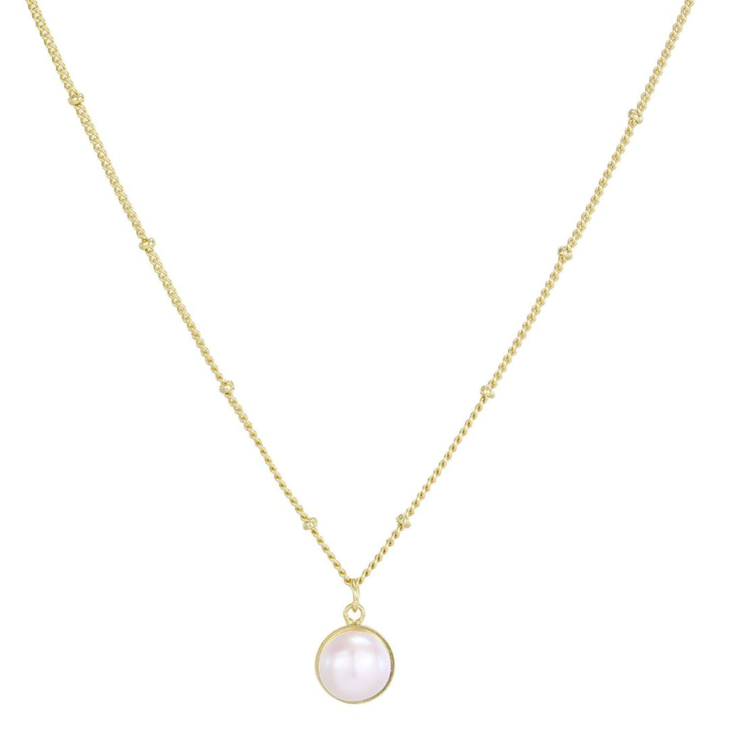 14k Gold Plated Freshwater Pearl Button Pendant Necklace