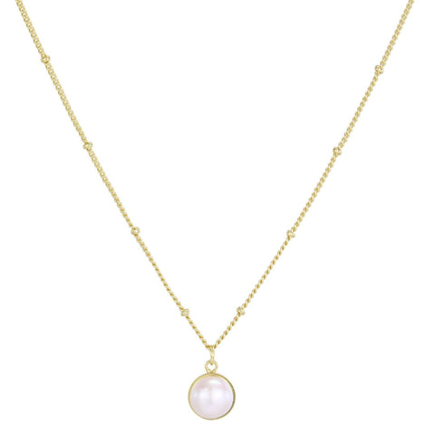 14k Gold Plated Freshwater Pearl Button Pendant Necklace