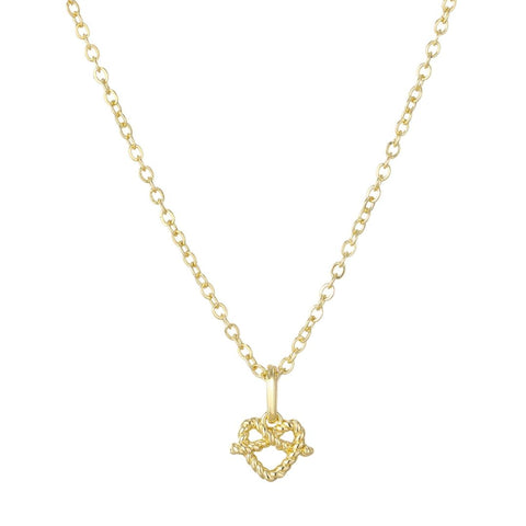 14k Gold Plated Pretzel Heart Necklace