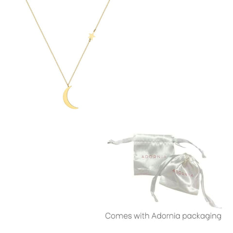 Tarnish Resistant 18k Gold Plated Moon and Star Pendant Necklace