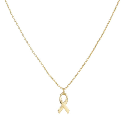 14k Gold Plated Hope Ribbon  Survivor Necklace