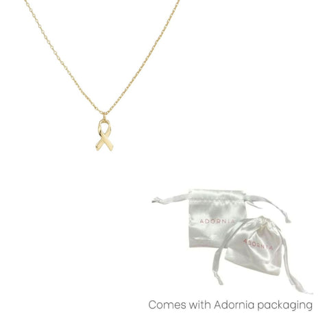 14k Gold Plated Hope Ribbon  Survivor Necklace