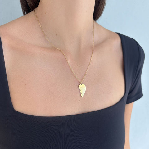 Tarnish Resistant 18k Gold Plated Set of 2 Heart Puzzle Neckalces