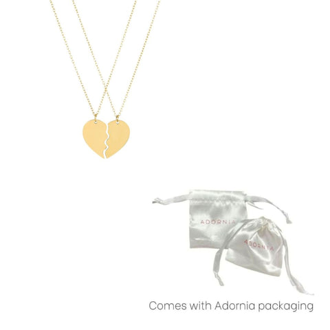 Tarnish Resistant 18k Gold Plated Set of 2 Heart Puzzle Neckalces