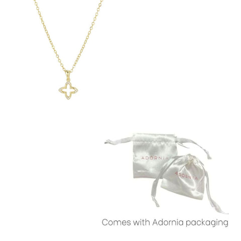 14k Gold Plated CZ Pointed Clover Outline Necklace