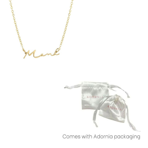Tarnish Resistant 18k Gold Plated Cursive Mama Necklace