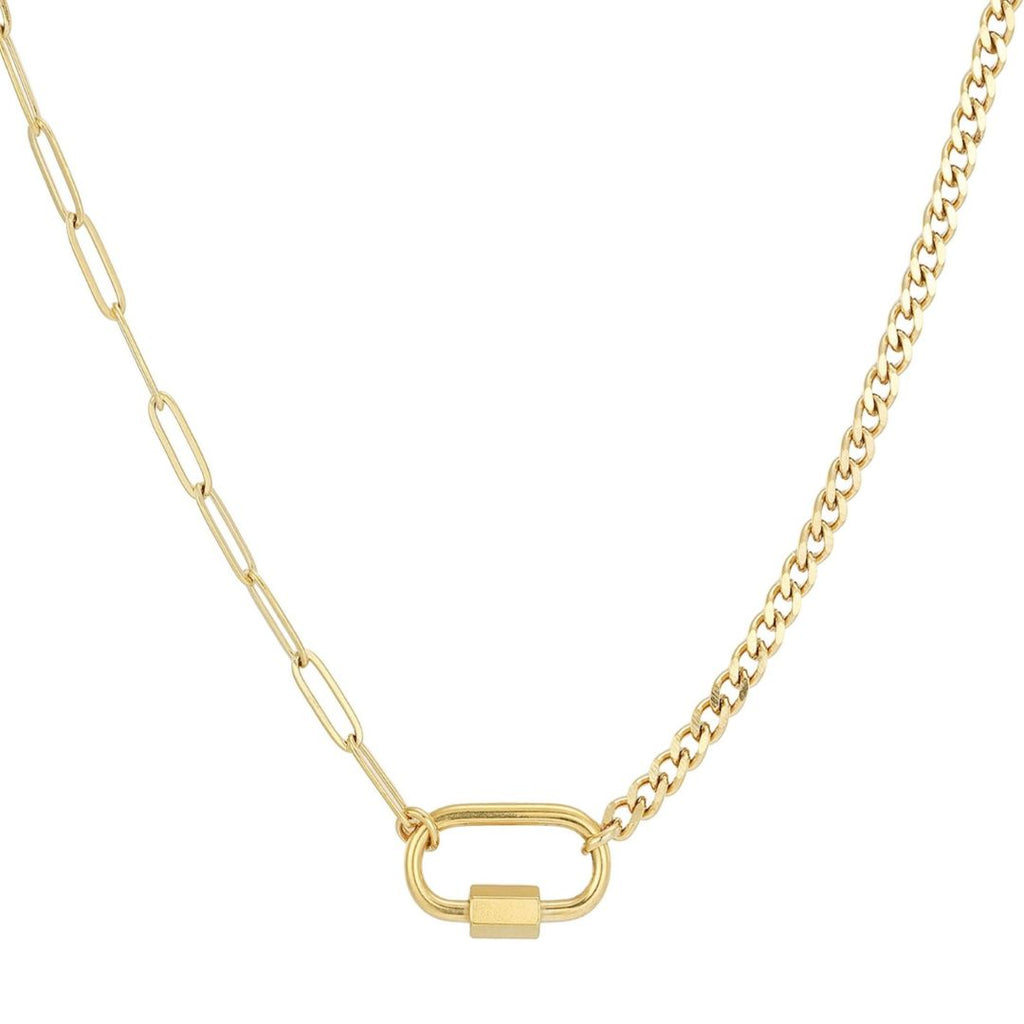 Tarnish Resistant 18k Gold Plated Carabiner Lock Paperclip Chain Necklace