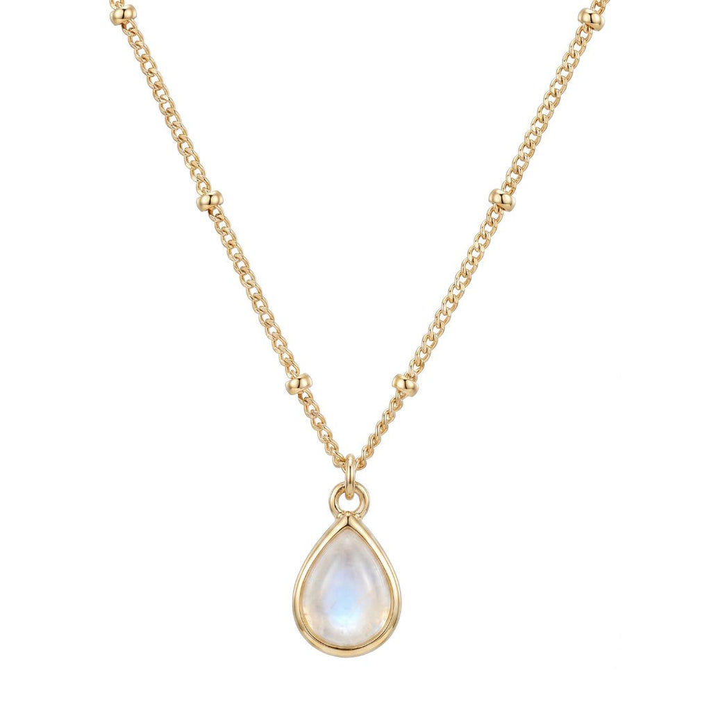 14k Gold Plated Pear  Moonstone Pendant Necklace