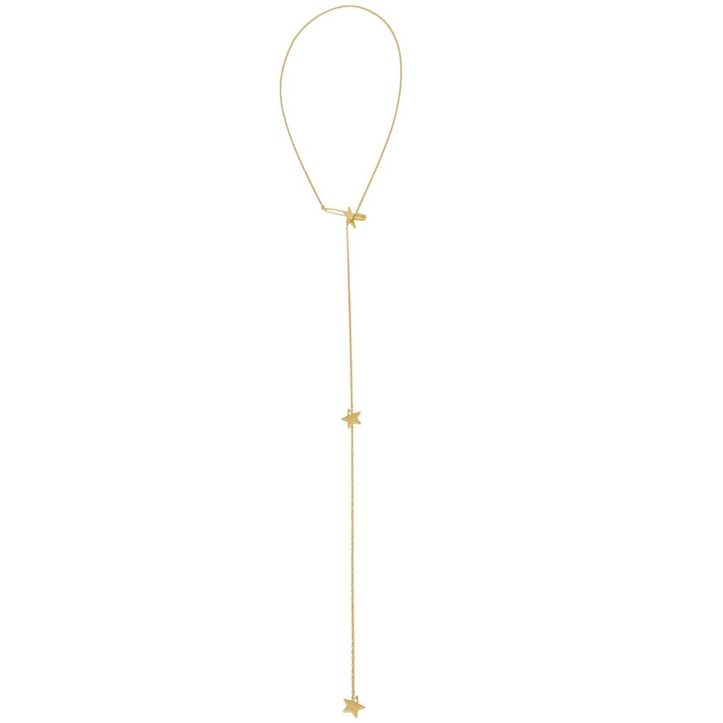 Adornia Safety Pin Star Adjustable Lariat Necklace silver gold – ADORNIA