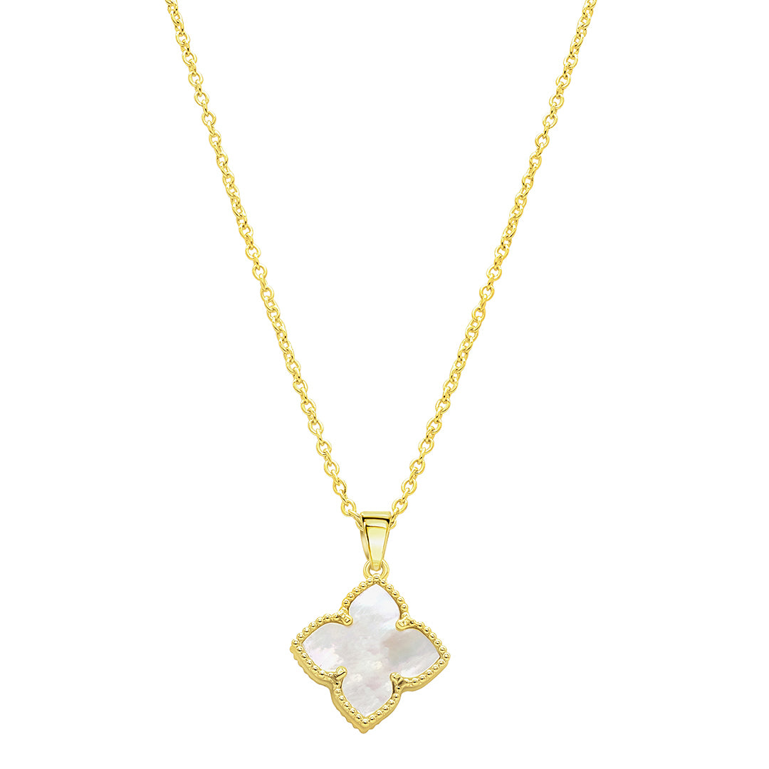Adornia Flower Mother of Pearl Necklace silver white – ADORNIA