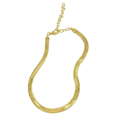 Rhodium Plated Herringbone Snake Chain Necklace