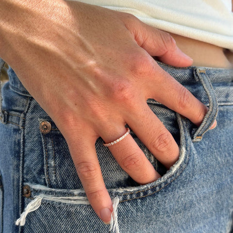 14k Rose Gold Plated Crystal Eternity Band Ring