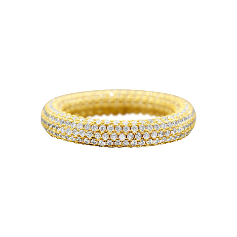 14k Gold Plated Crystal Eternity Rounded Band Ring