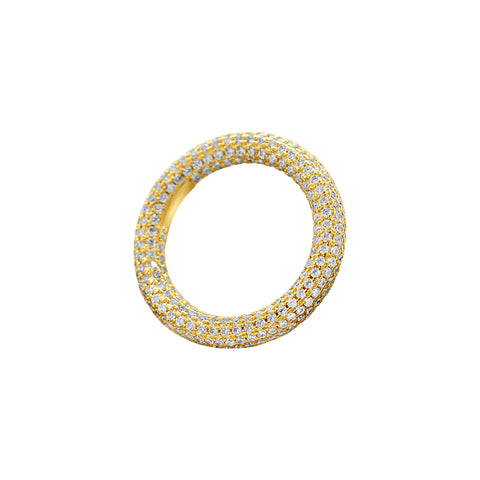 14k Gold Plated Crystal Eternity Rounded Band Ring