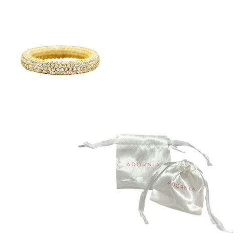 14k Gold Plated Crystal Eternity Rounded Band Ring