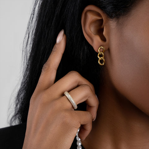 14k Gold Plated Crystal Eternity Rounded Band Ring