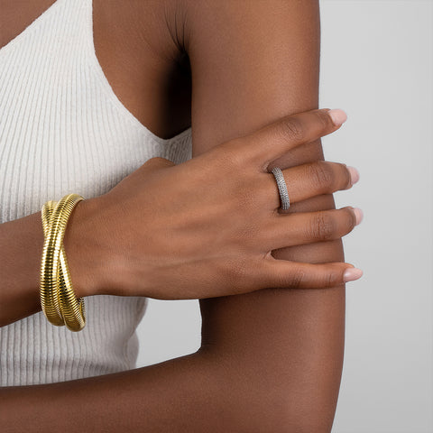 14k Gold Plated Crystal Eternity Rounded Band Ring
