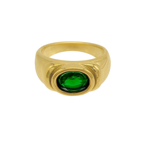 Green Crystal Ring gold