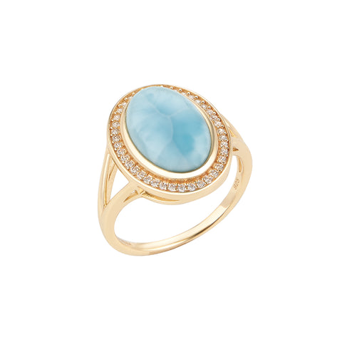 14k Gold Vermeil Larimar Halo Ring