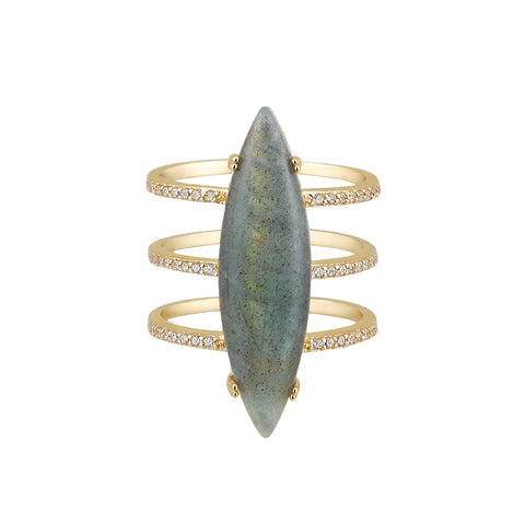 14k Gold Vermeil Labradorite Marquis Ring