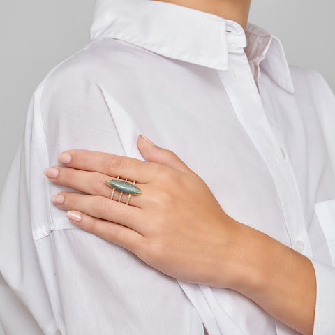 14k Gold Vermeil Labradorite Marquis Ring