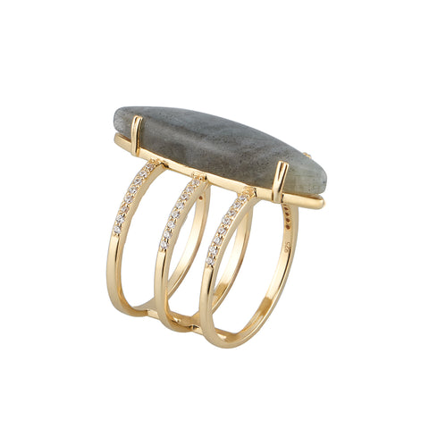 14k Gold Vermeil Labradorite Marquis Ring