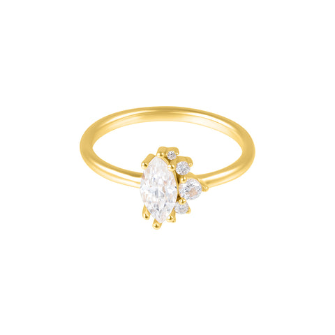 Moissanite Marquis Ring 14k gold vermeil
