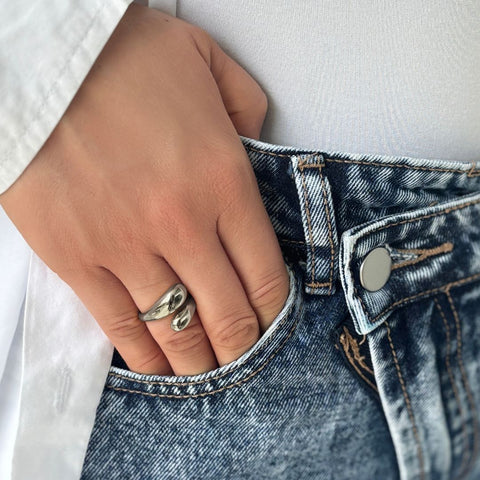 Tarnish Resistant Overlapping Chunky Bands Ring