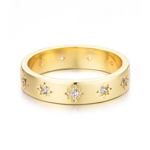 14k Gold Plated Stars Band Ring