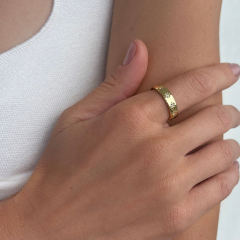 14k Gold Plated Stars Band Ring