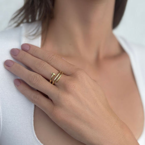 14k Gold Plated Nail Double Wrap Ring