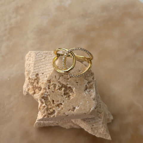 14k Gold Vermeil .925 Sterling Silver CZ Tall Infinity Ring