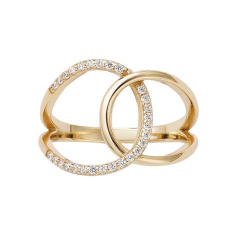 14k Gold Vermeil .925 Sterling Silver CZ Tall Infinity Ring