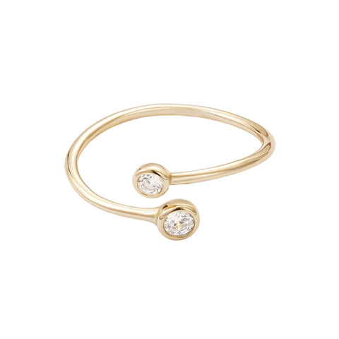 14k Gold Vermeil .925 Sterling Silver Adjustable Crystal Overlapping Ring