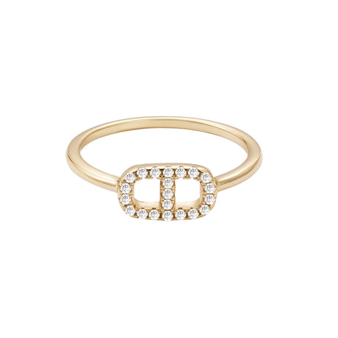 14k Gold Vermeil .925 Sterling Silver CZ Mariner Link Ring
