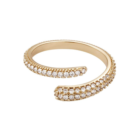 14k Gold Plated Overlapping CZ Pave Bands
