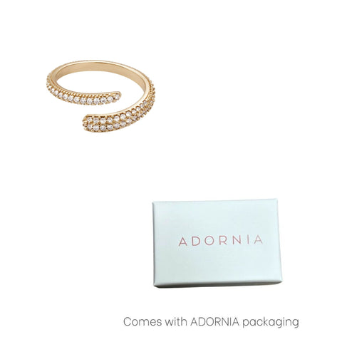14k Gold Plated Overlapping CZ Pave Bands