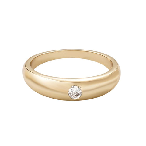 14k Gold Plated CZ Chubby Band Ring
