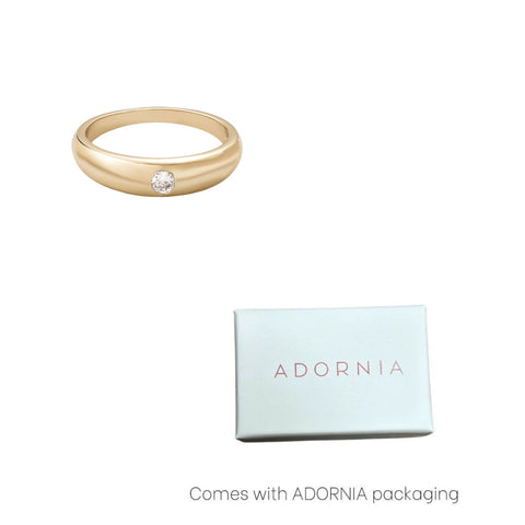 14k Gold Plated CZ Chubby Band Ring