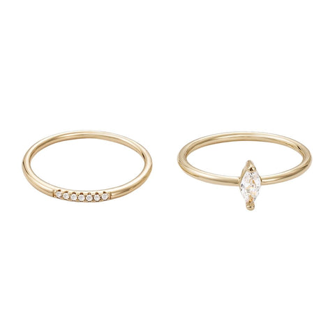 14k Gold Plated CZ Marquis Ring Set