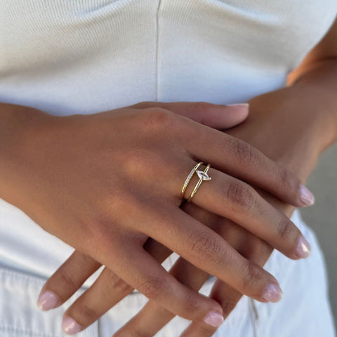 14k Gold Plated CZ Marquis Ring Set