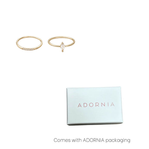 14k Gold Plated CZ Marquis Ring Set