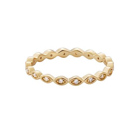 14k Gold Plated CZ Marquise Eternity Band Ring