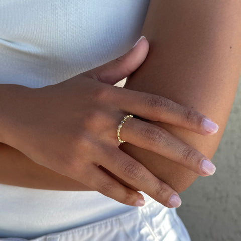 14k Gold Plated CZ Marquise Eternity Band Ring